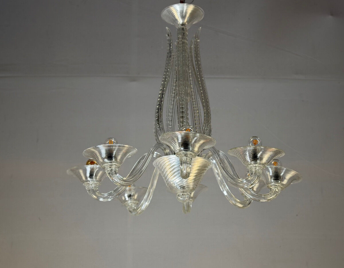 Colourless Venetian glass lustre from Murano circa 1930