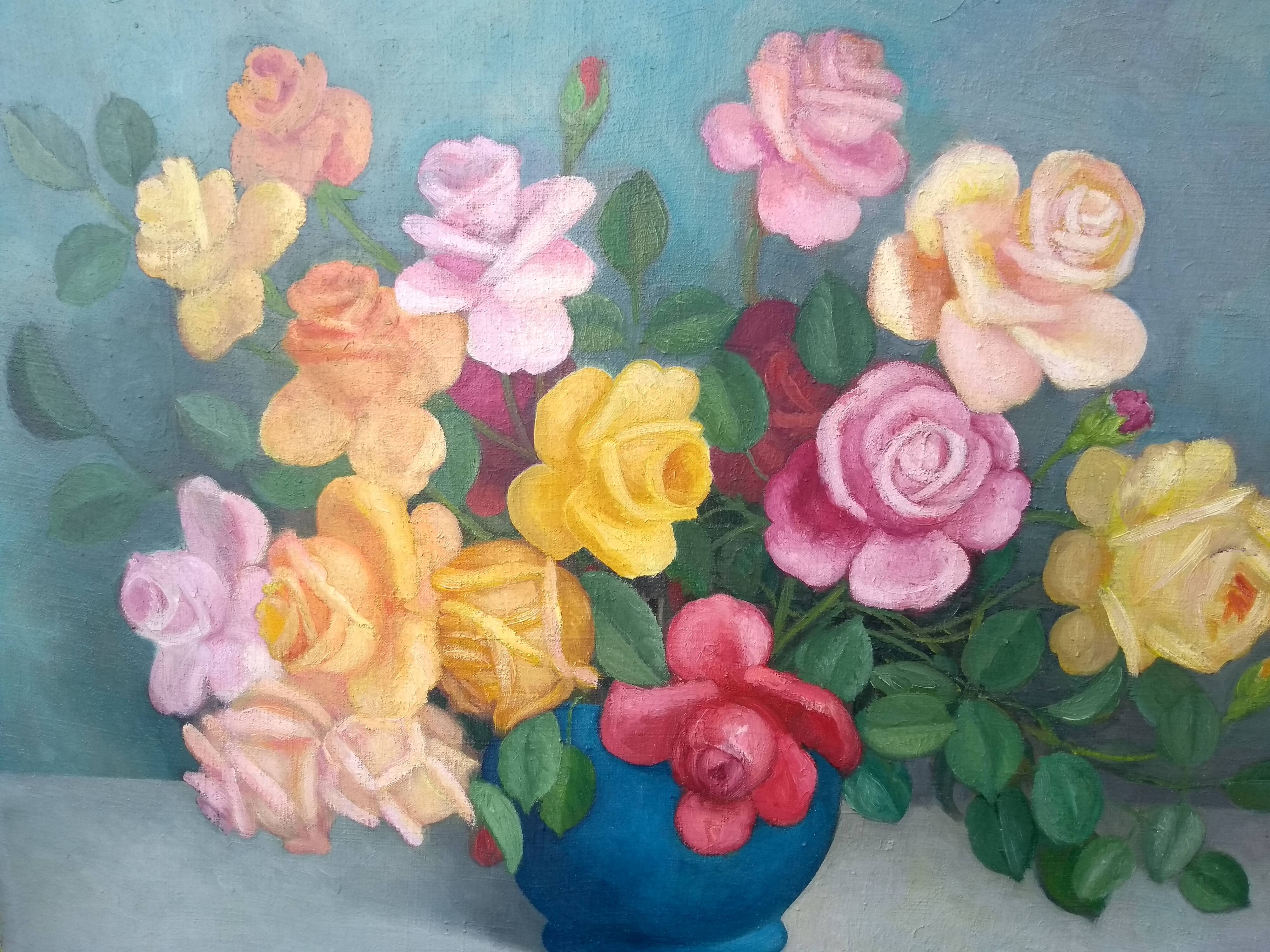 Painting bouquet of flowers by Lucien Le Guern