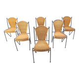 Chaises en osier par Frederick Weinberg, années 1960, lot de 6
