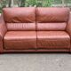 2 vintage burgundy brown leather sofas