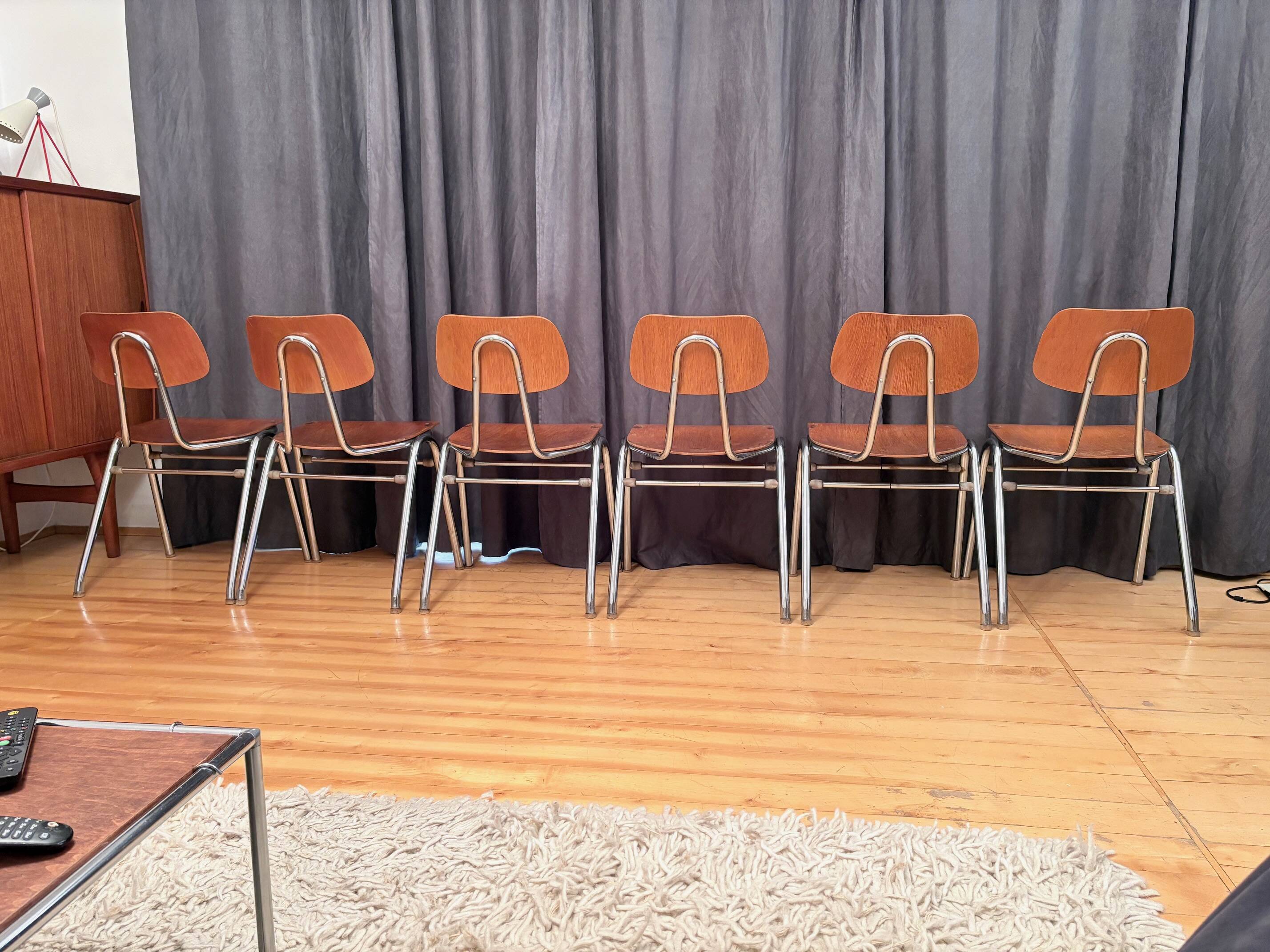 Set of six KN-38 chairs designed by Karl Nothhelfer for VS Möbel, Germany,