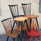 Set of 6 mismatched vintage chairs with bars and compass legs