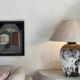 Lamp with linen shade