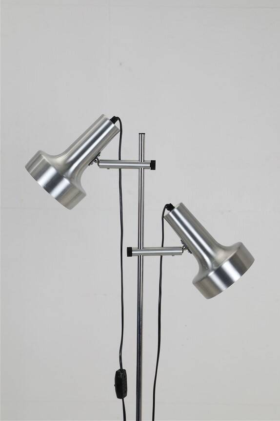 Danish modern design double spot floor lamp / reading lamp / aluminum / 1970s-1980s