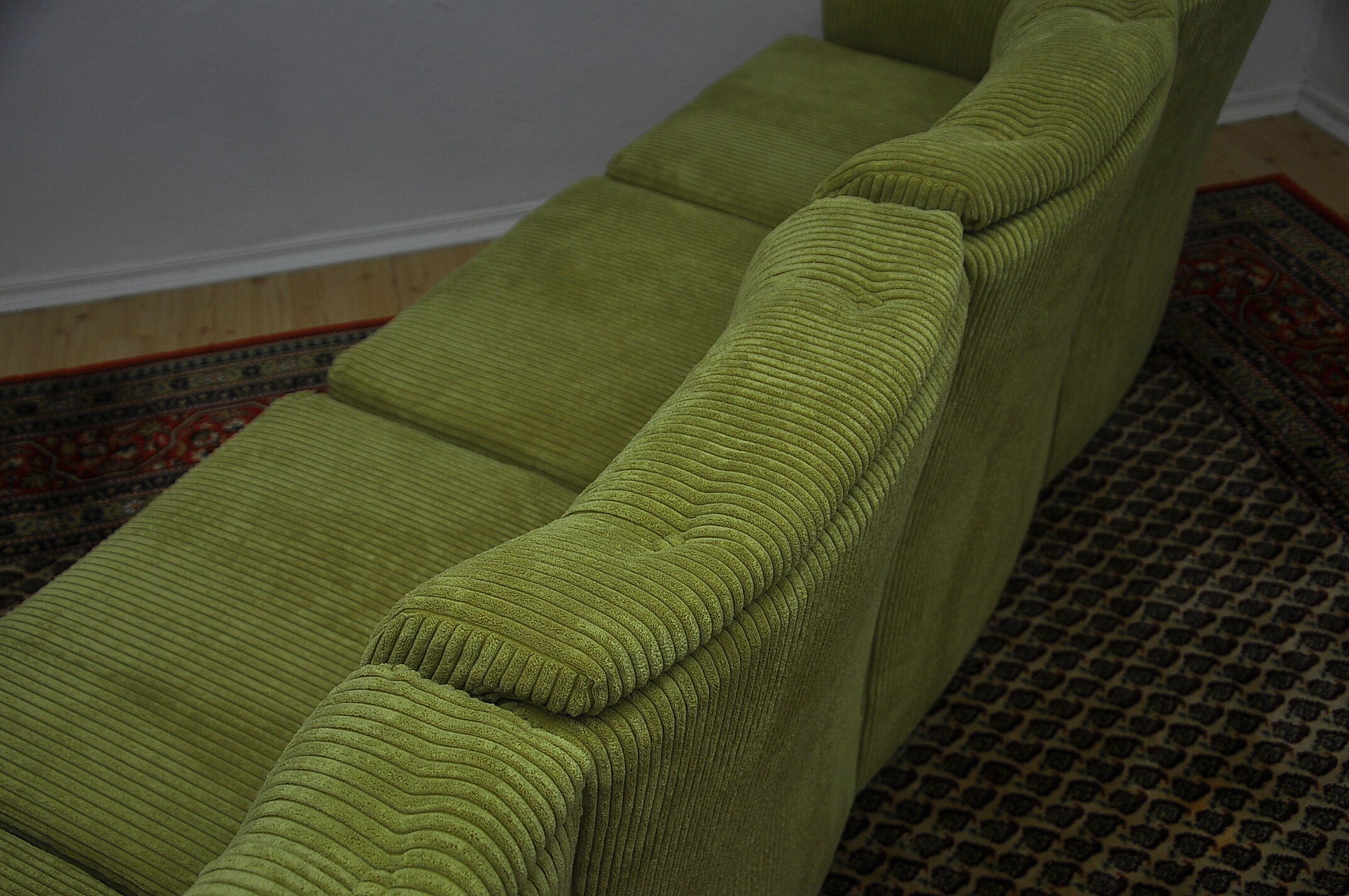 Green corduroy modular sofa, 1970s