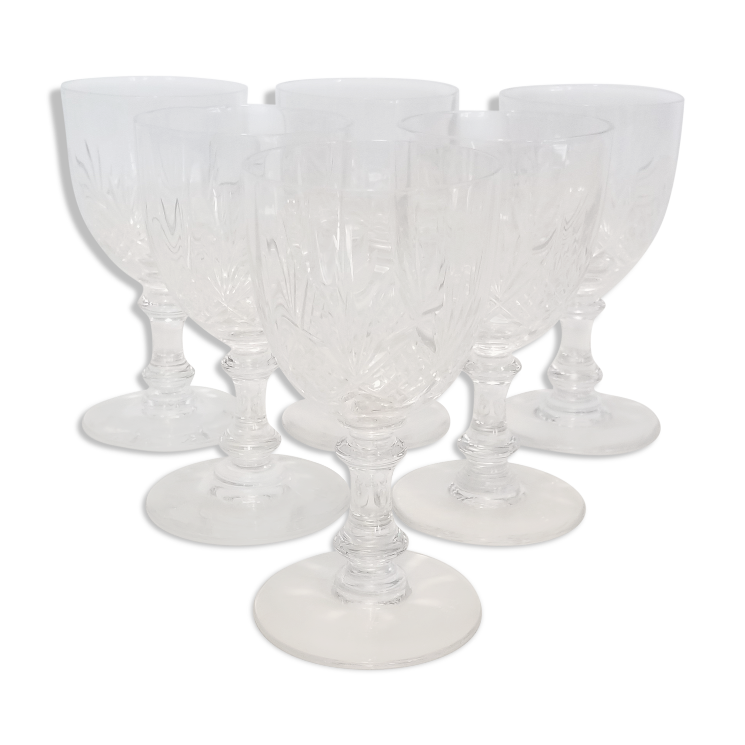 6 baccarat crystal port glasses, circa 1910.