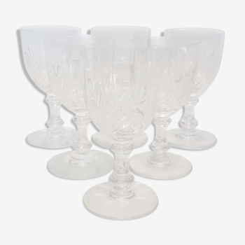 6 baccarat crystal port glasses, circa 1910.