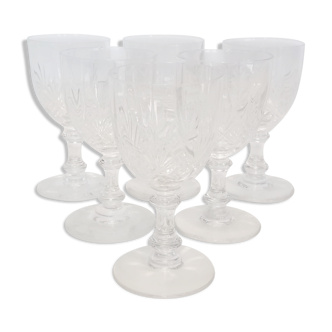 6 baccarat crystal port glasses, circa 1910.