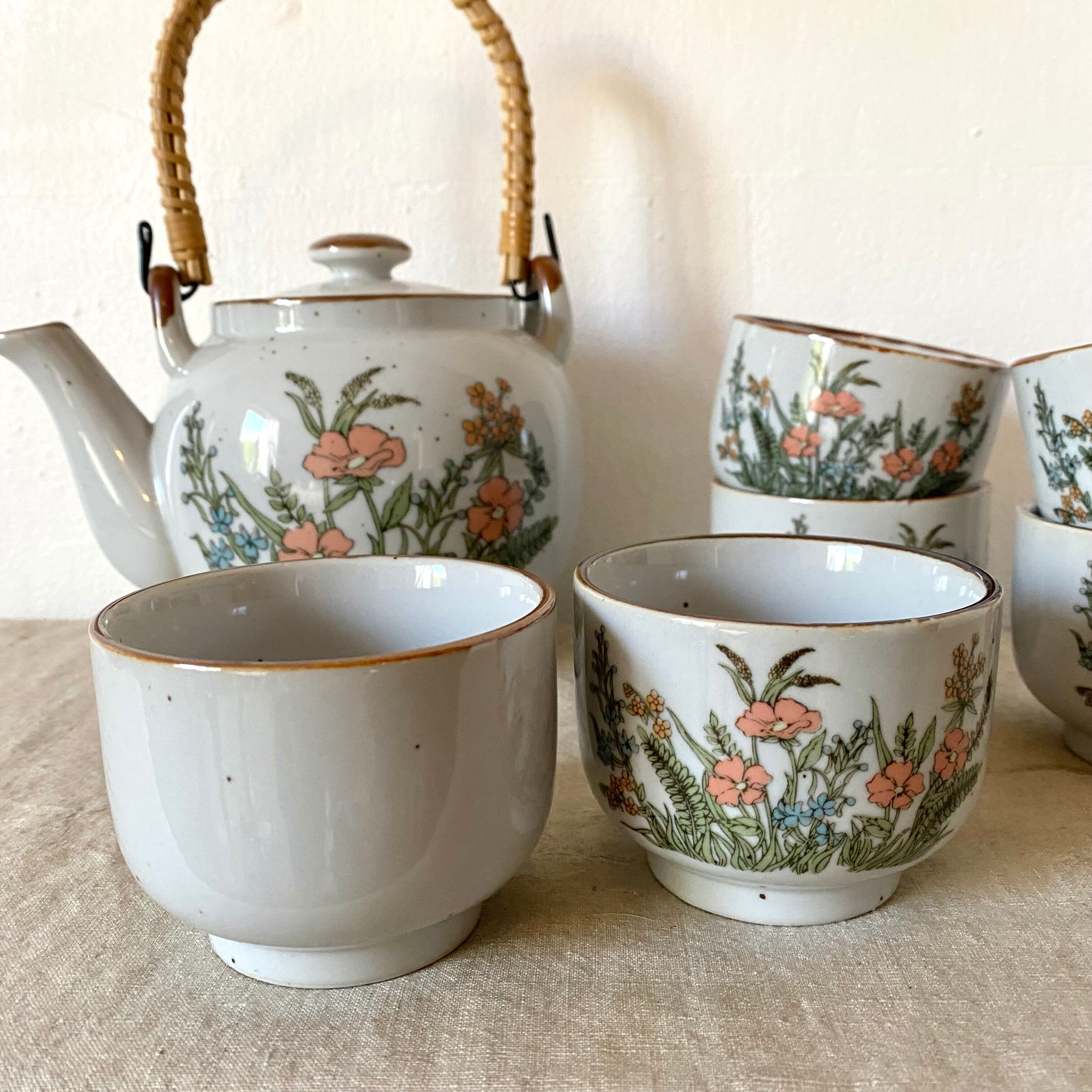 Vintage flowered stoneware tea service