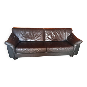 Molinari 3 seater black vintage sofa