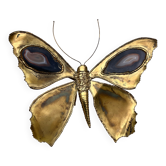 Butterfly wall light Henri Fernandez brass and agate