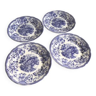Lot d’assiettes anglaises bleues