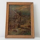 Old small format oil painting on board 19th century