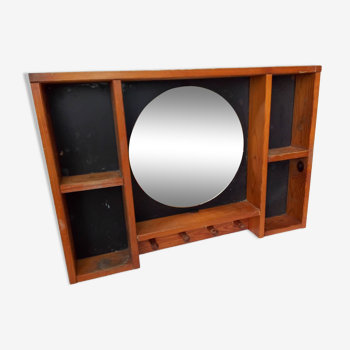 Round mirrored wooden shelf from the 80s