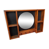 Round mirrored wooden shelf from the 80s
