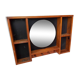 Étagère bois miroir rond année 80
