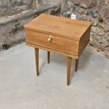 Scandinavian bedside table with hinged drawer