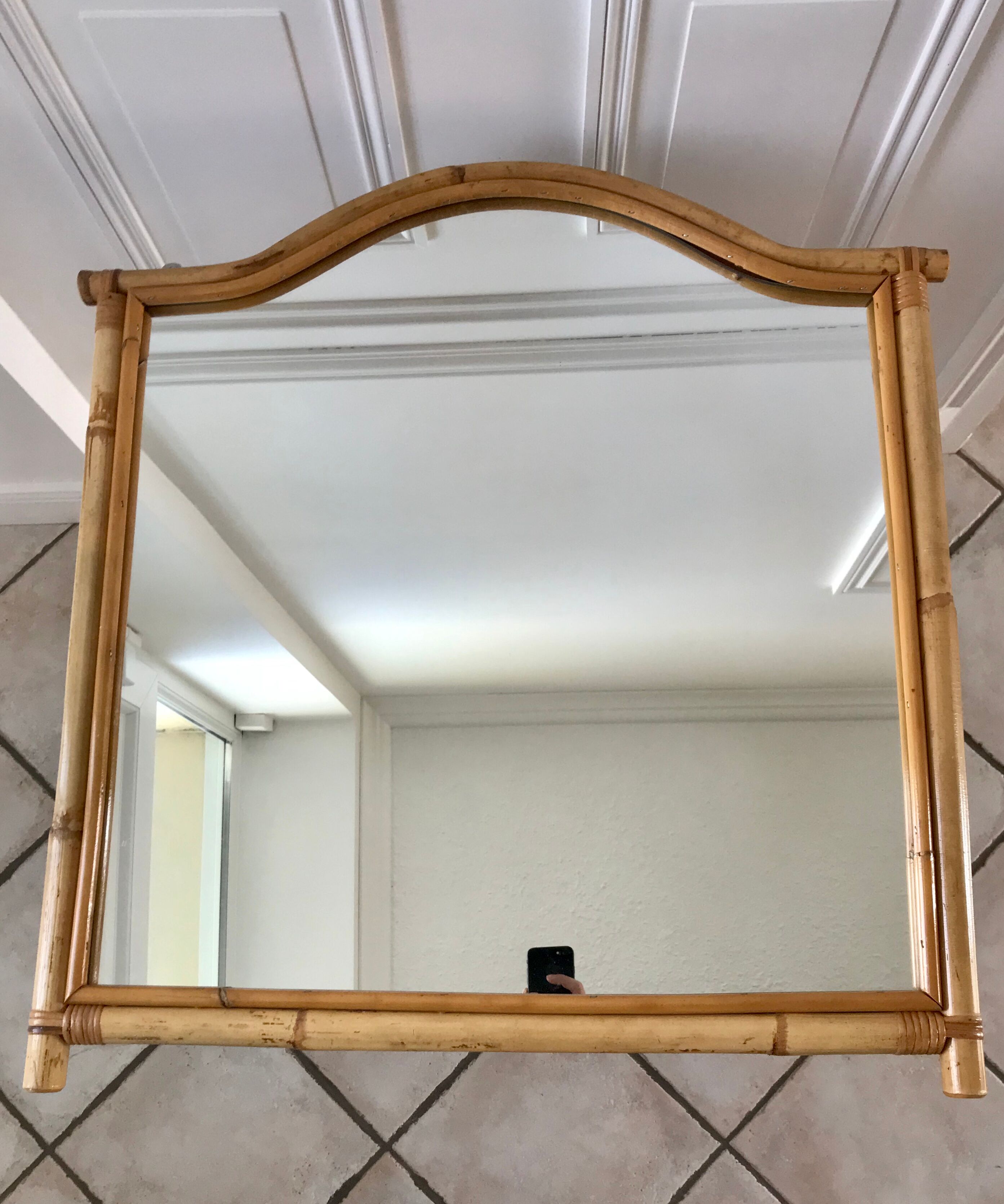 Rattan & bamboo mirror 50s