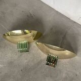 Pair of brass and art deco glass wall lights SCE