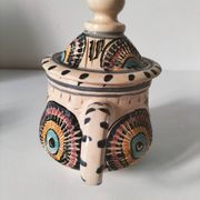 Service à thé marocain vintage, théière et 5 tasses et soucoupes