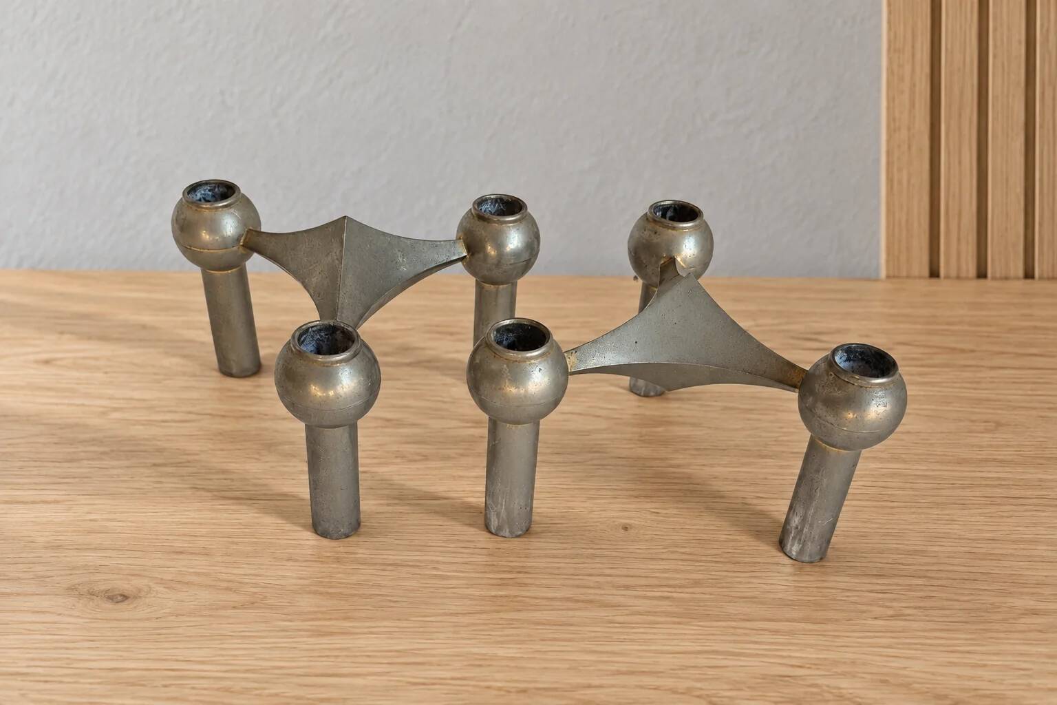 Pair of modular vintage candlesticks – attributed to Nagel S22