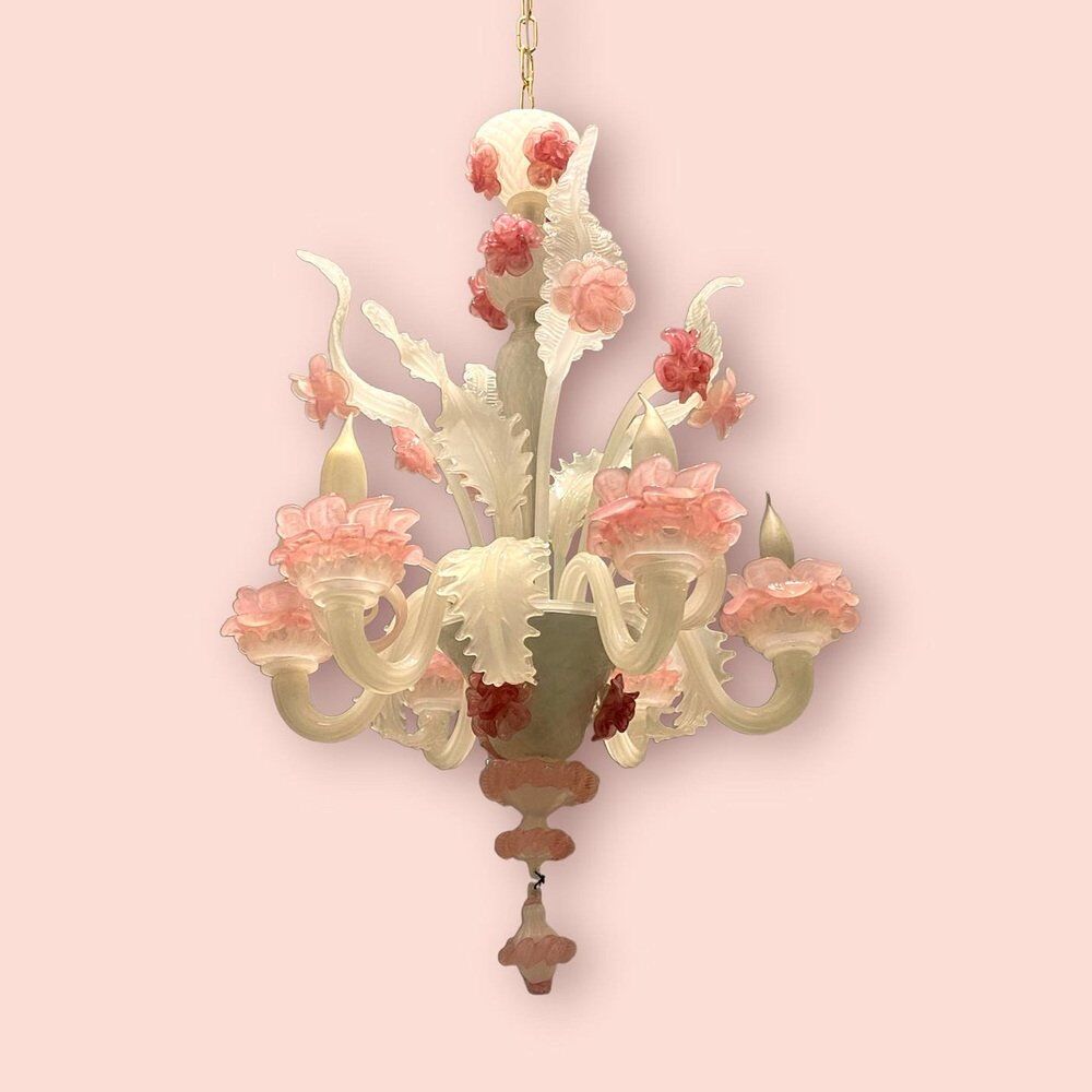 Venetian Murano glass flower chandelier, 1960s