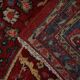 Tapis de couloir et d'escalier vintage en laine rouge à motifs floraux, fait main, style milieu du siècle.