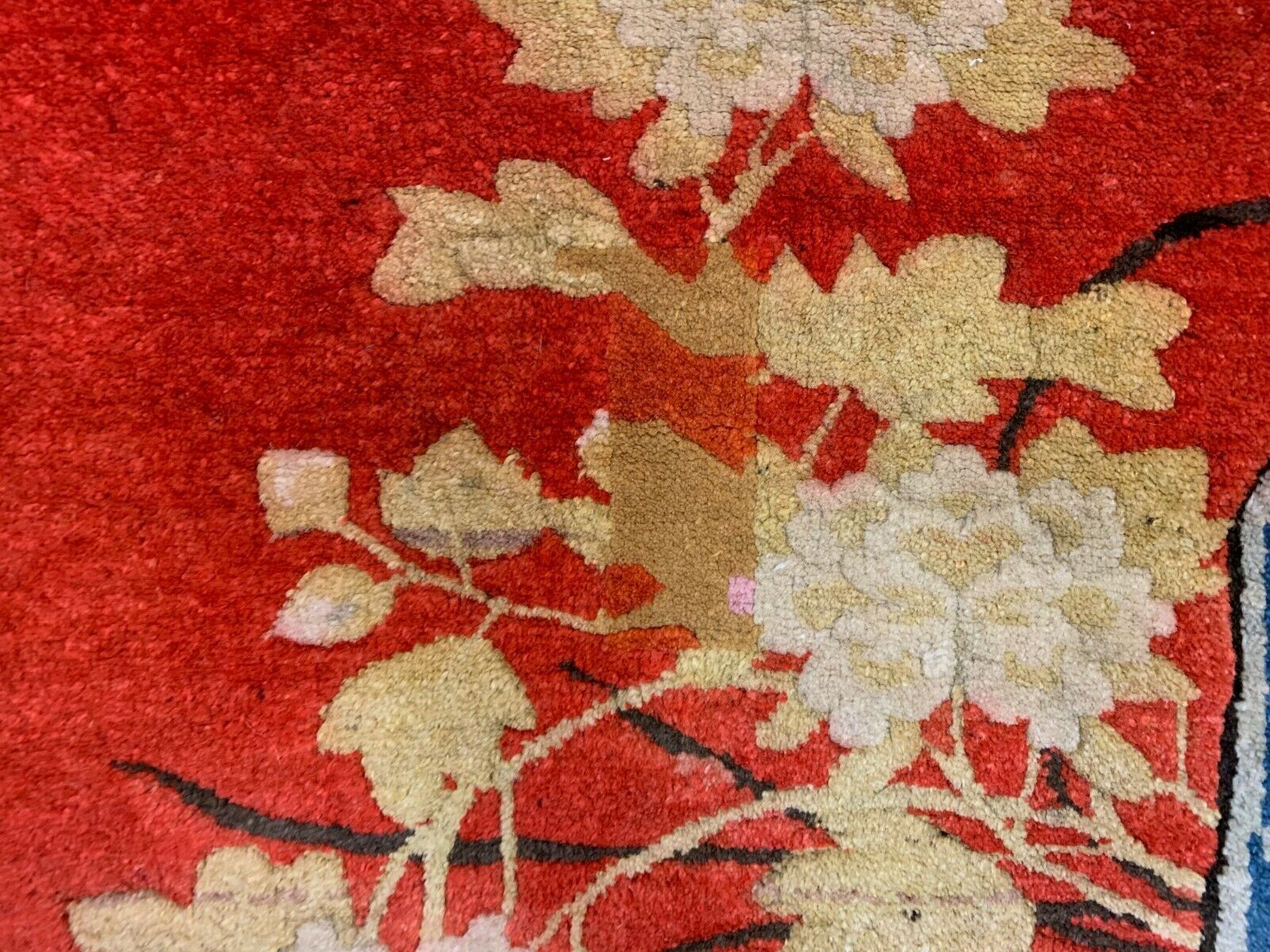 Antique Chinese Pao Tao Rug 125x70 cm, Wool, Red and Orange