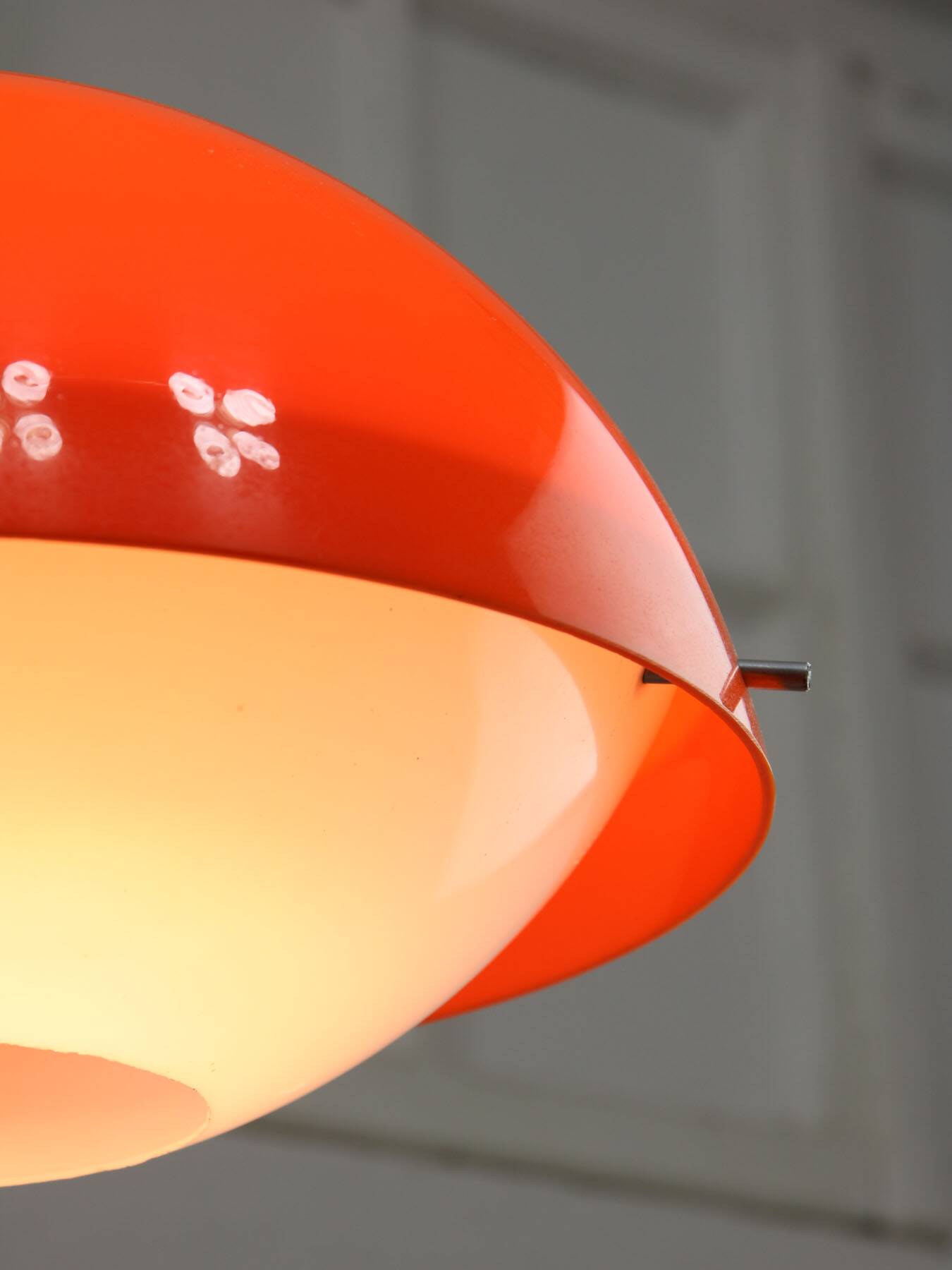 Italian space age orange plexiglass pendant lamp, 1970s