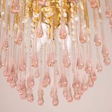 Lady Michelle, grand lustre en verre de Murano et cristal à gouttes roses, 1