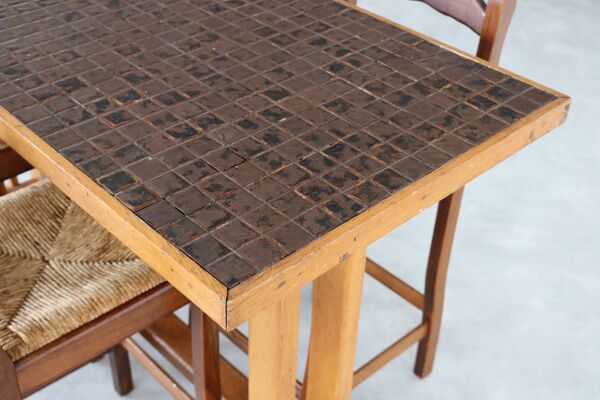 Table de bar vintage avec chaises   table à manger   tabourets de bar   années 1950