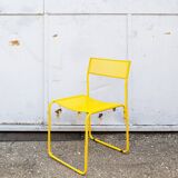 Chaises italiennes jaunes en métal perforé par Flyline, années 1970, lot de 4