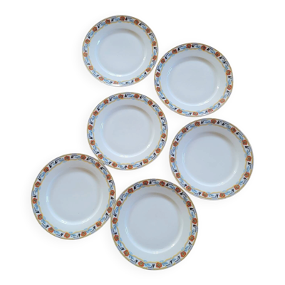 6 assiettes plates MLV France Art Déco 1930