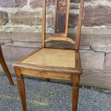 4 chaises noyer cannage Art déco 1930 motif floral French