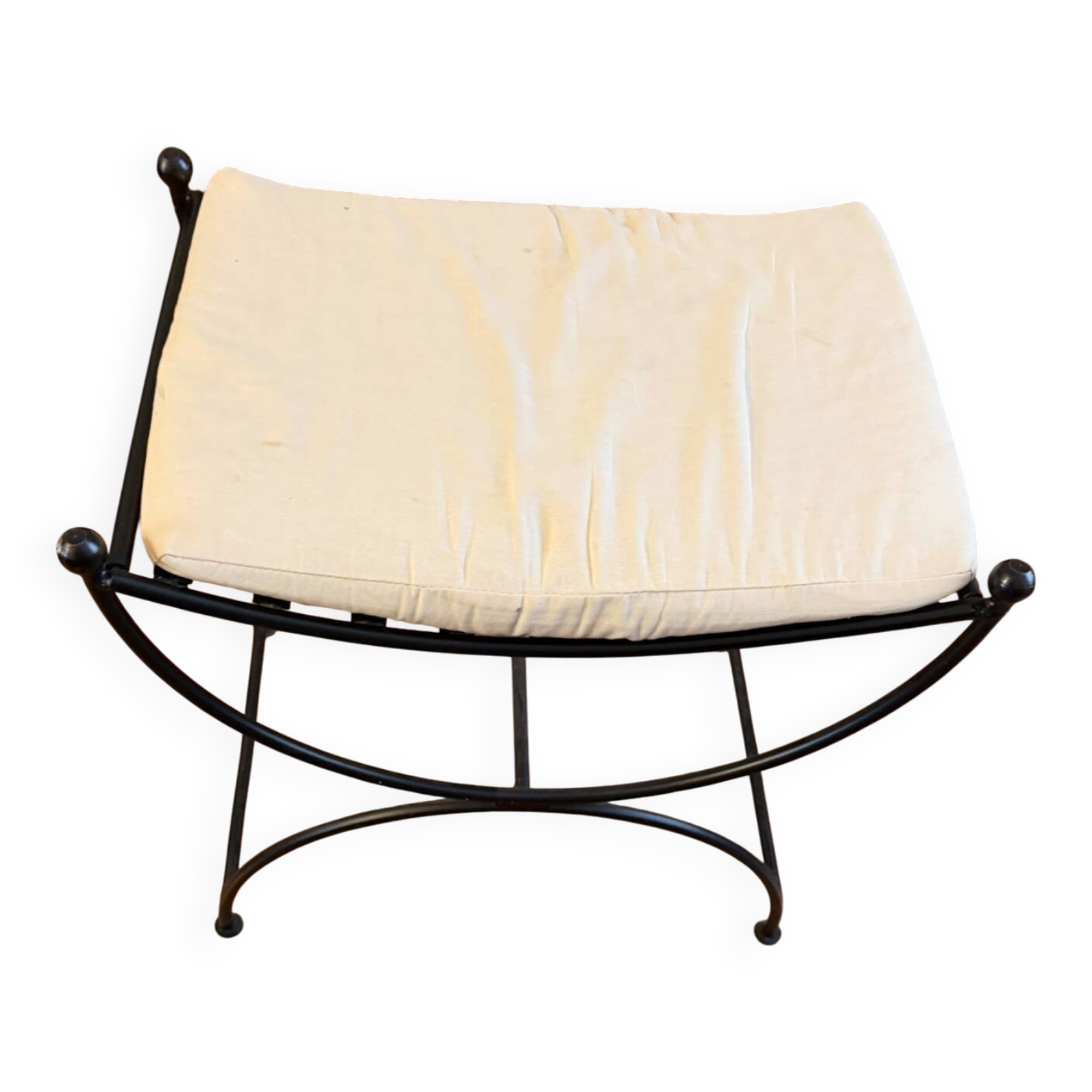 Tabouret curule en fer forgé noir