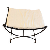 Tabouret curule en fer forgé noir
