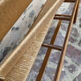 Seated beech bench and mulched backrest