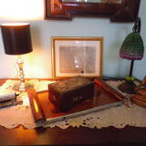 Lamp to lay, black leather lampshade - Art Deco