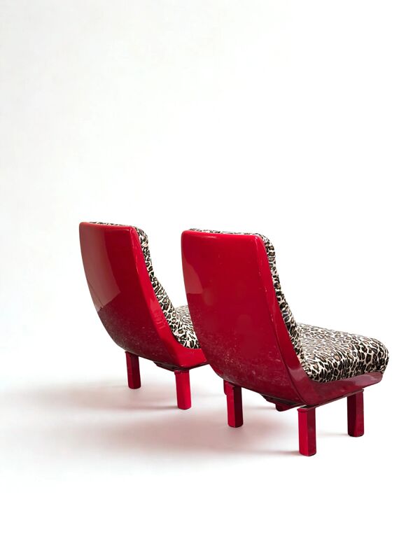 Ensemble de fauteuils lounge léopard postmodernes italiens – 1980