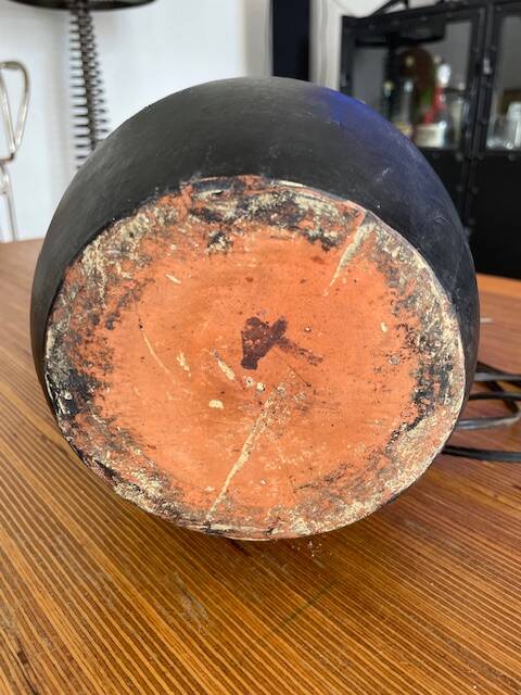 Vintage black ceramic lamp base  designed in 1950.