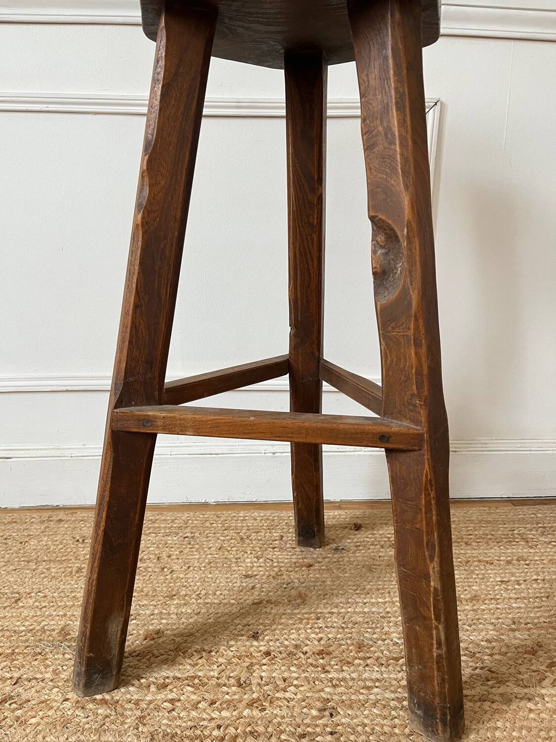 High stool in elm by Olavi Hanninen