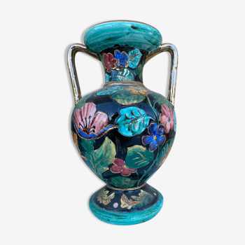 Large vase with ceramic handles Vallauris 1960
