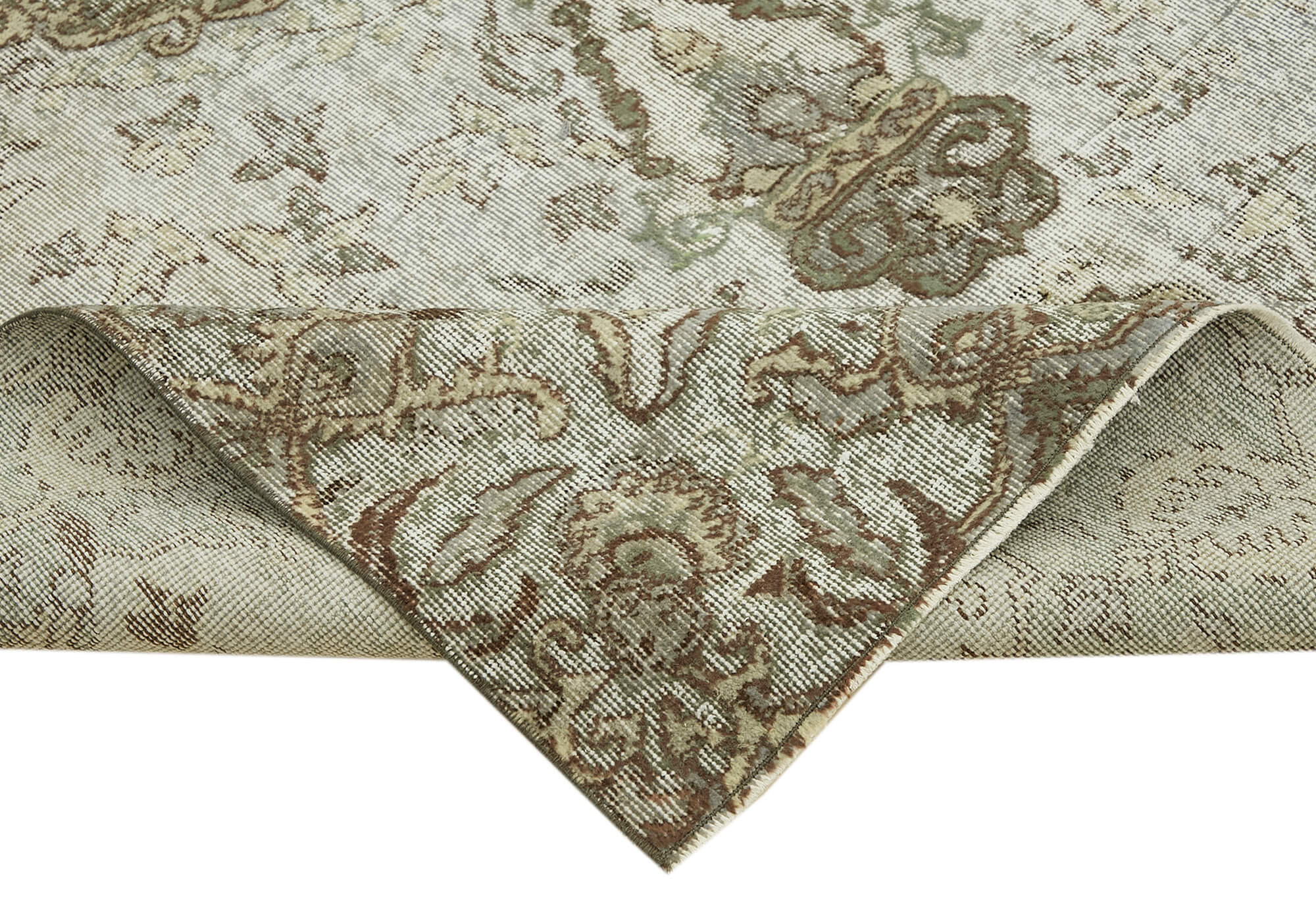 Handwoven overdyed turkish 1970s 185 cm x 276 cm grey carpet