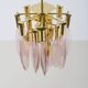 Italian chandelier in brass with tear-shaped Murano glass, 1970s