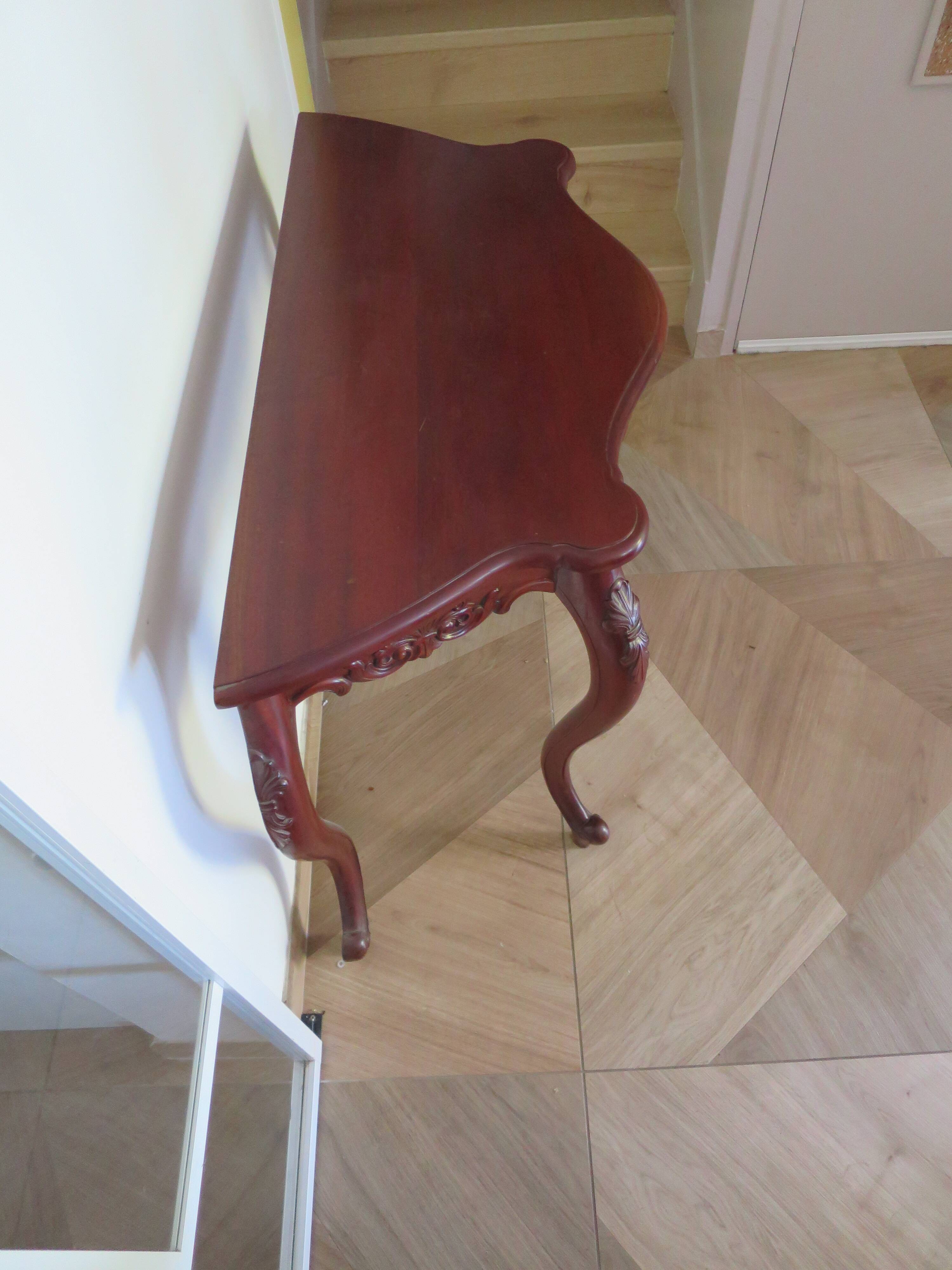 Console with curved legs - mahogany - Louis XV style - carved wood