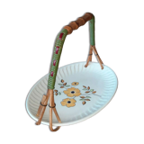 Plat à anse bois et fil scoubidou vintage