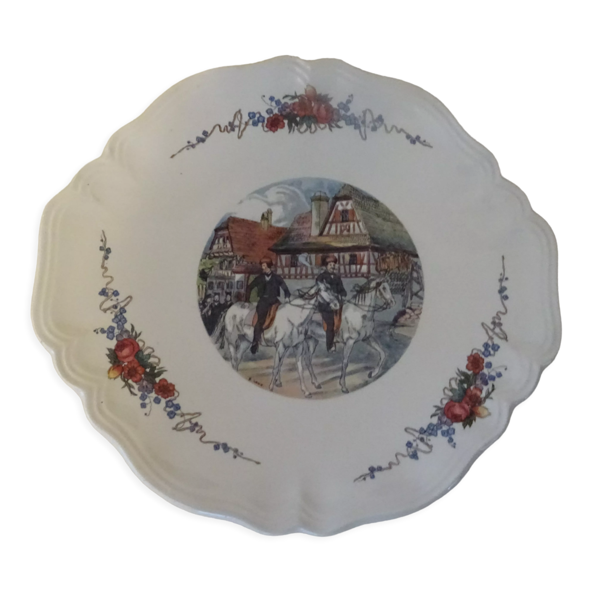 Dish Sarreguemines Obernai H. Loux Alsace faience