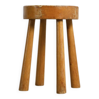 Tabouret en pin massif, Charlotte Perriand années 1970