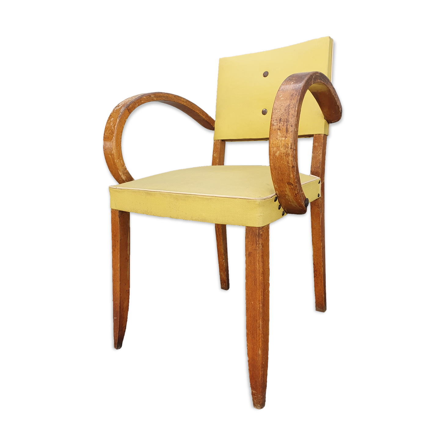 Yellow skai armchair