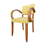Fauteuil bridge skaï jaune